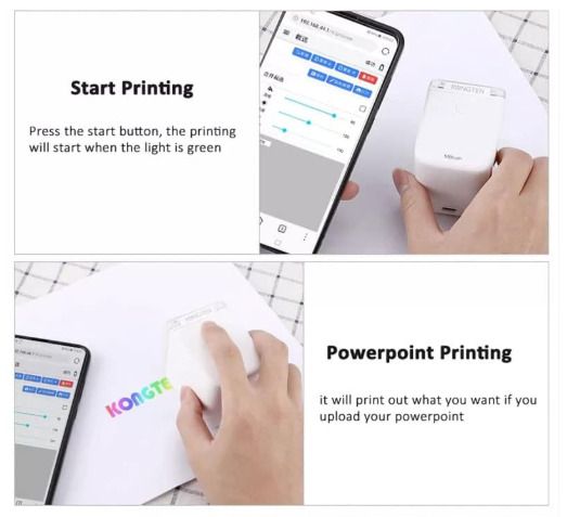 Kongton Mini Handheld Printer Mbrush Mobile Portable Color Tattoo Logo Ink-jet DIY Printer Wireless USB IOS Android