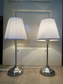 2 IKEA ARSTID Table Lamps (Bulbs Included) - Brushed Nickel / White
