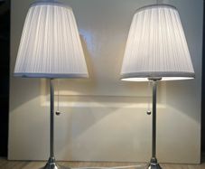 2 IKEA ARSTID Table Lamps (Bulbs Included) - Brushed Nickel / White