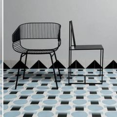 41zero42 Italian Designer Porcelain Tiles Blue, grey, black Geometric Pattern
