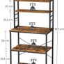 kitchen shelf, standing shelf with shelves, with 6 hooks and metal frame, industrial design, for microwave, cooking utensils, 80 x 40 x 167 cm, vintage brown-black Image 3