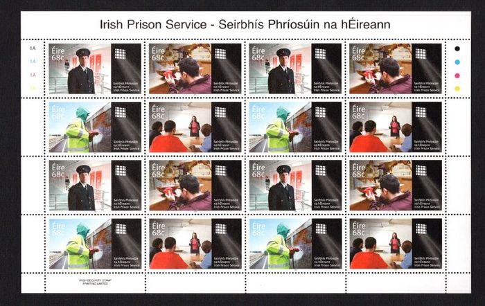 2014 Ireland The Irish Prison Service (Care & Custody, Rehabilitation, Restorative Justice & Education) Commemorative Stamps Sheetlet Plate 1A1A1A1A Mint Never Hinged (MNH)