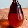 Large Vintage Amber Art Glass Pear Paperweight Hand Blown Bubble Glass Autumn Decor Image 8