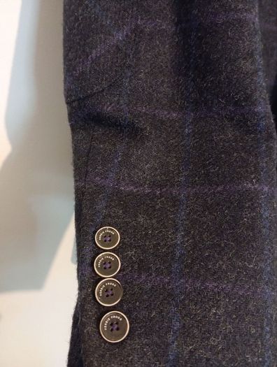 HERBIE FROGG Mens Tweed Blazer Blue Check Abraham Moon Wool Jacket 40R Velvet