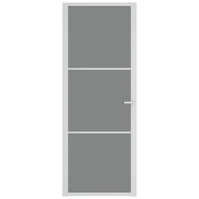 Interior Door 76x201.5 cm White ESG Glass and Aluminium