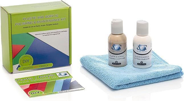 Glass Polish 31001 DIY Plastic & Acrylic Hand Polishing Kit, Restores High Gloss, Repairs Hazy, Fogy & Discoloured Plastics