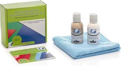 Glass Polish 31001 DIY Plastic & Acrylic Hand Polishing Kit, Restores High Gloss, Repairs Hazy, Fogy & Discoloured Plastics