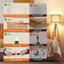 Solid Wooden Tripod Floor Lamp, Bulb Included, Standing Lamp with Remote Control, Dimmable & 4 Color Temperatures, 1H Timer, Floor Lamp with Storage Shelf Linen Shade for Living Room Bedroom Image 5