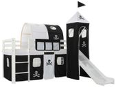Childrens Loft Bed Frame with Slide & Ladder Pinewood 97x208 cm
