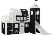 Childrens Loft Bed Frame with Slide &amp; Ladder Pinewood 97x208 cm