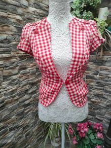 Cute Red and White Gingham check blazer size 8