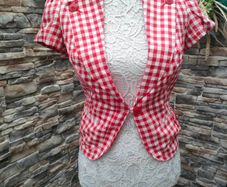 Cute Red and White Gingham check blazer size 8
