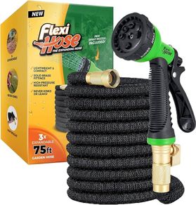 Expandable Garden Hose - 75FT Heavy Duty Water Hose, Retractable Hose with 2cm Brass Fittings - Expandable Hose Design Includes Spray Nozzle (Black 23 Metres)
