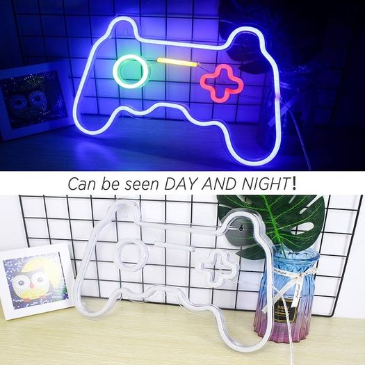 Game Neon Signs Neon Light Gaming LED Neon Lights Wall Art Blue Neon Night Light for Kids Game Room Bar Bedroom Home Decoration 16''x11''