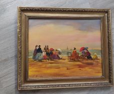 After Eugene Boudin - Beach at Trouville