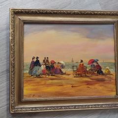 After Eugene Boudin - Beach at Trouville