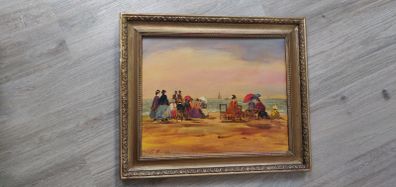 After Eugene Boudin - Beach at Trouville