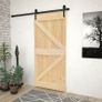 Sliding Door with Hardware Set 80x210 cm Solid Pine Wood Image 3