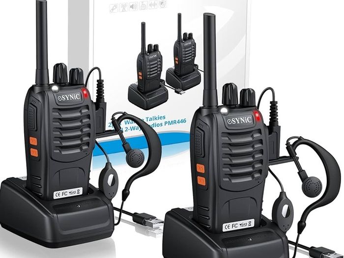 Talkies 2 way radio Long Range Walkie Talkie with 2 Pcs Original Earpieces Walky Talky 16CH Single Band Supports VOX LED Light Voice Prompt for Biking and Hiking