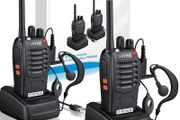 Talkies 2 way radio Long Range Walkie Talkie with 2 Pcs Original Earpieces Walky Talky 16CH Single Band Supports VOX LED Light Voice Prompt for Biking and Hiking
