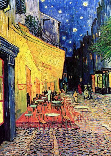 Vincent Van Gogh - Cafe Terrace on the Place du Forum Arles at Night - Rare Mini Print/Poster