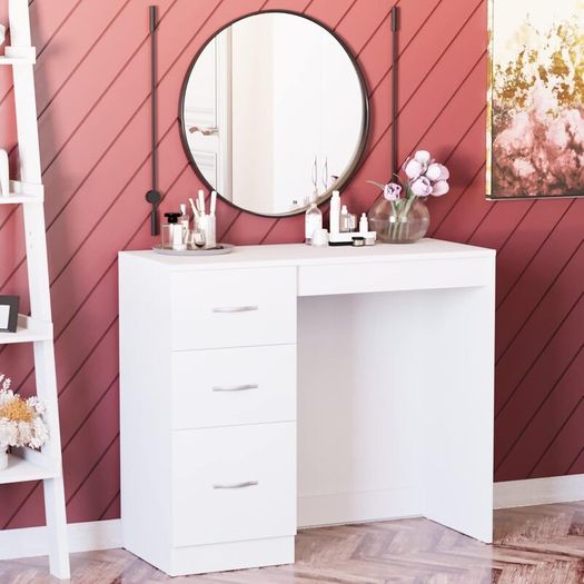 3 Drawer Dressing Table Makeup Desk Riano Bedroom Furniture (White)