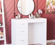 3 Drawer Dressing Table Makeup Desk Riano Bedroom Furniture (White)