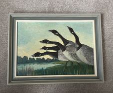 Vintage Framed Original Geese Painting