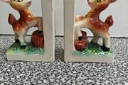 Lovely pair of vintage kitsch 1950s china fawn Bambi style bookends