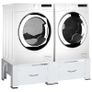 Double Washing and Drying Machine Pedestal with Drawers White Image 2