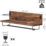 Wall Mounted Wine Rack, Wine Glass Rack Set of 2, Wine Shelf Hanging Floating Shelves, Wine Bottle Glass Rack Stemware Holder, for Living Room, Kitchen, Rustic Brown and Black Image 3