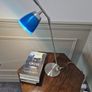 Vintage Aluminor blue desk lamp, chrome-plated metal | translucent lampshade | retro design 40W Image 6