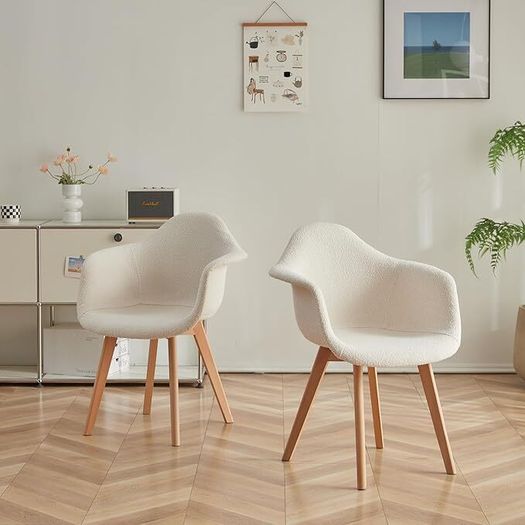 Set of 2 Scandinavian Boucle Armchairs