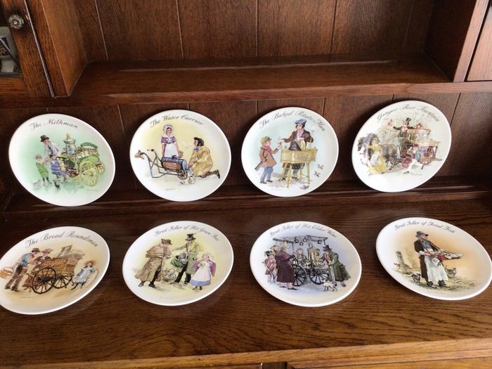 A complete series of decorative collectors plates by Wedgwood " The Street Sellers of London" Victorian style