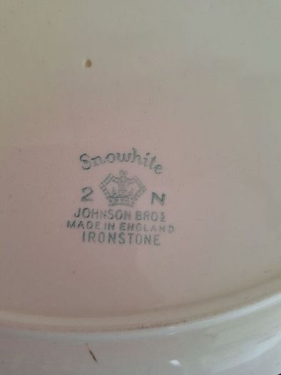 Vintage Johnson Bros Snowhite casserole dish and oval plate
