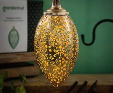 Solar Lantern Outdoor with Shepherds Hook, Metal Hanging Garden Lantern, Garden Ornaments Outdoor, Perfect Solar Garden Ornaments, Outdoor Lanterns and Garden Decorations