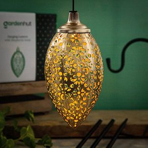 Solar Lantern Outdoor with Shepherds Hook, Metal Hanging Garden Lantern, Garden Ornaments Outdoor, Perfect Solar Garden Ornaments, Outdoor Lanterns and Garden Decorations
