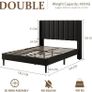 Double Bed Frame with Headboard, Vertical Channel Tufted Wingback No Box Spring Needed, Mattress Foundation, Easy Assembly, Black Image 2