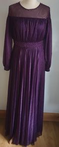 Lorensa Evening Dress Full Length Ball Gown Long Sleeves Lined Purple Size UK8-10 CAN POST