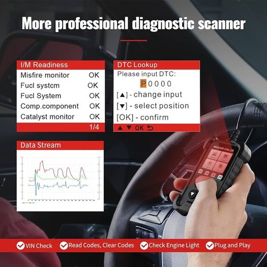 NEW SALE | Scanner Universal OBD II code reader, CDL20 OBD2/EOBD Car Fault Diagnostic Tool with Full OBD2 Functions,Code Scanner for OBDII Protocol Vehicles Black