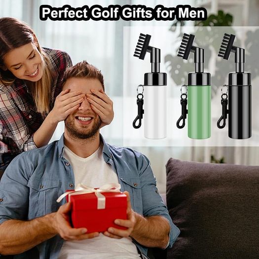 Golf Club Brush Groove Cleaner with Built-in Water Spray and Hook, Groove Cleaning Brush for Golf Ball Club, Black
