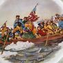 VTG 2 H R Johnson Ceramic Tiles Round Plates Wall Hanging  England America Revolutionary War Image 2