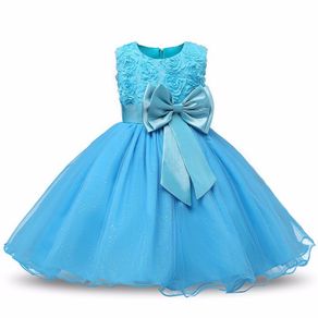 Girls 3D Effect Flower Sleeveless Formal Party Dress Wedding Bridesmaid Sz 7-8y