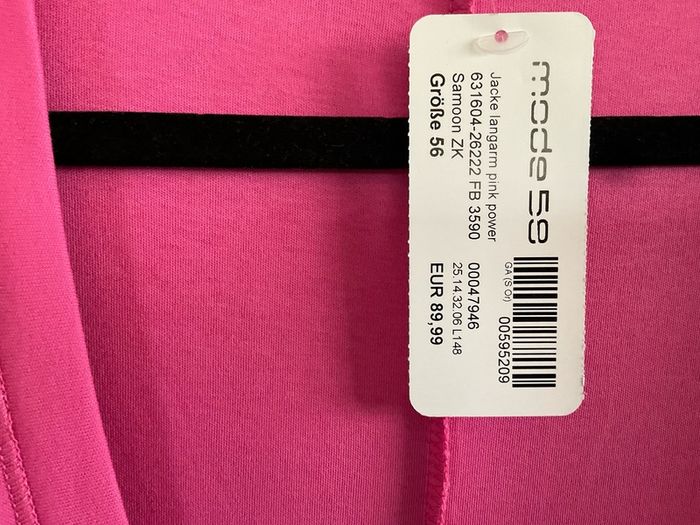 NEW  FURTHER REDUCED from SAMOON a pink casual cardigan with side slits and a matching black and white top with pink trim . Length of both items is 33 inches