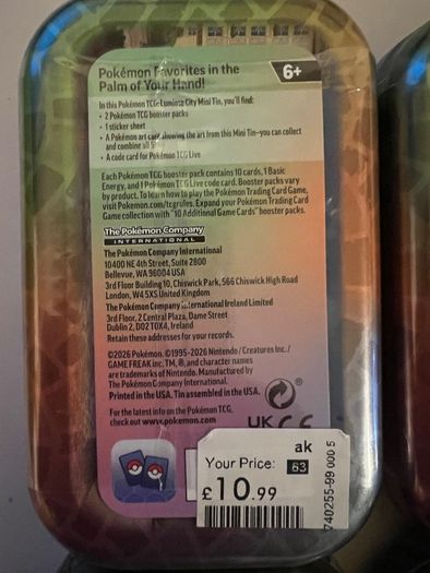 Pokemon 4 Lumiose City Mini Tins NEW