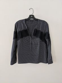 Polka Dot Lace Panel Blouse