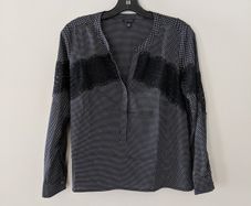 Polka Dot Lace Panel Blouse