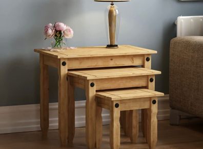 Movian Corona Nest Of Tables, Solid Pine Wood (FREE POSTAGE)