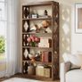 6 Tier Bookcase 70 Inch Tall Freestanding Standing Shelf with Storage Shelves Open Office Shelf Wooden Display Image 4