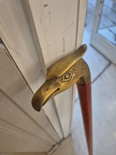 Vintage walking stick solid brass eagle head